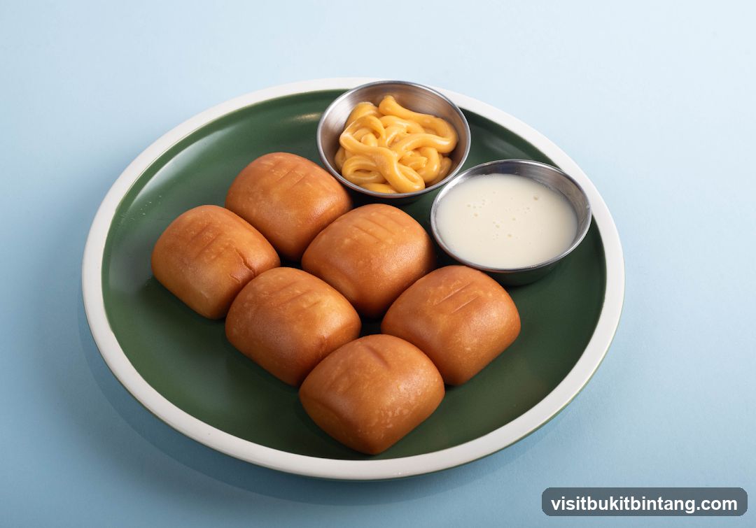 Fried Mantou Buns with Condensed Milk and Cheese Dip
