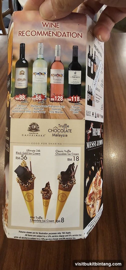 Wine Recommendation and Truffle Chocolate Malaysia Menu