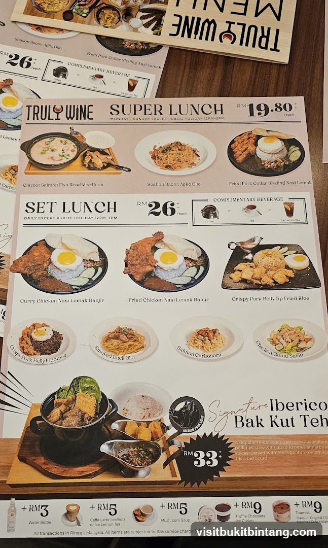 Truly Wine Super Lunch & Set Lunch Menu