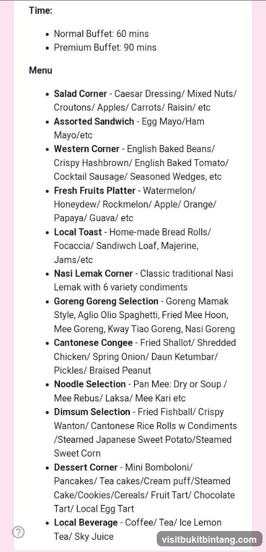Buffet Menu