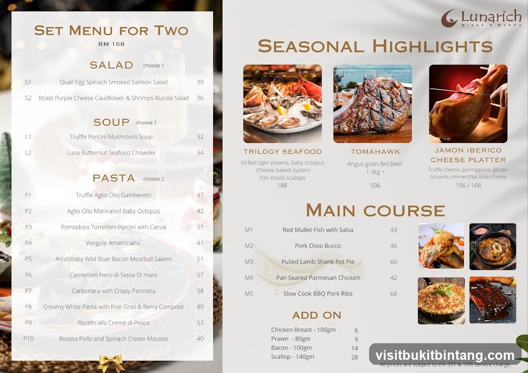 Lunarich Pizza & Pasta Menu