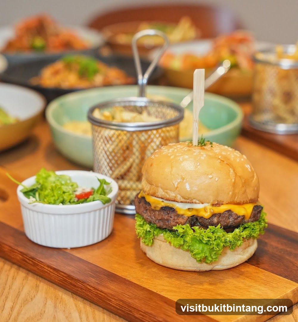 Burger with Fries and Salad