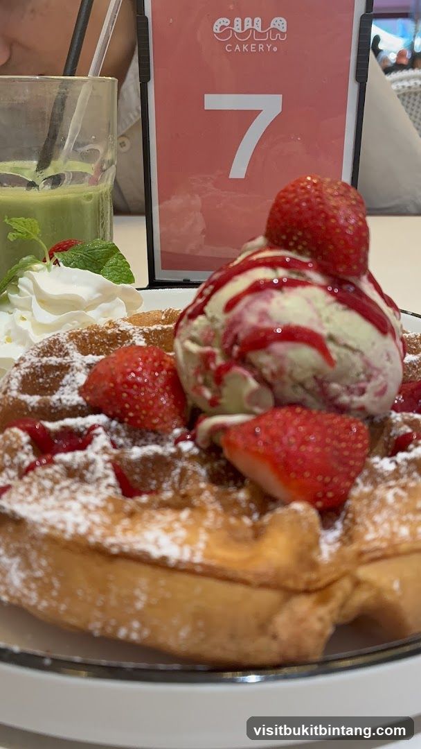 Waffle with Ice Cream and Strawberries