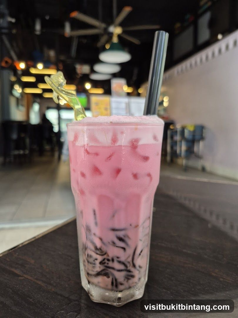 Pink Drink with Grass Jelly