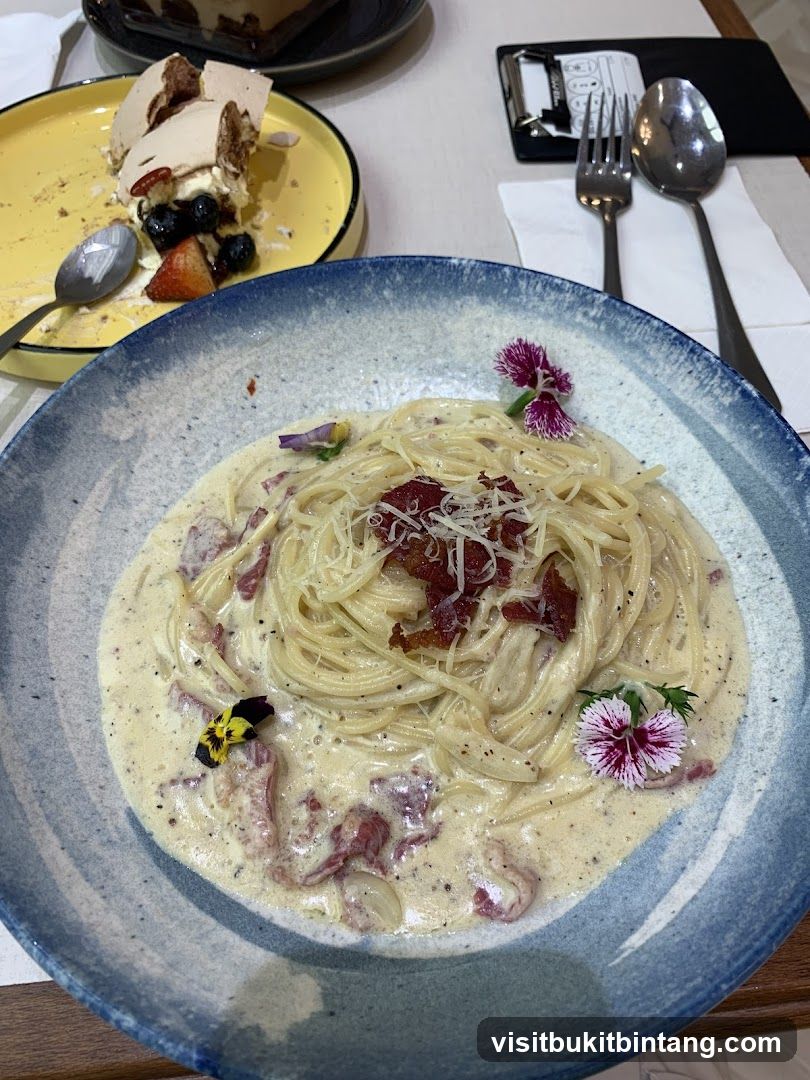 Spaghetti Carbonara and Dessert