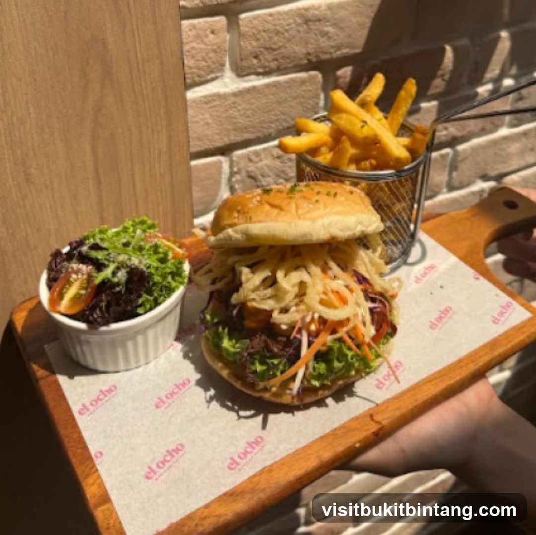 Burger with Fries and Salad