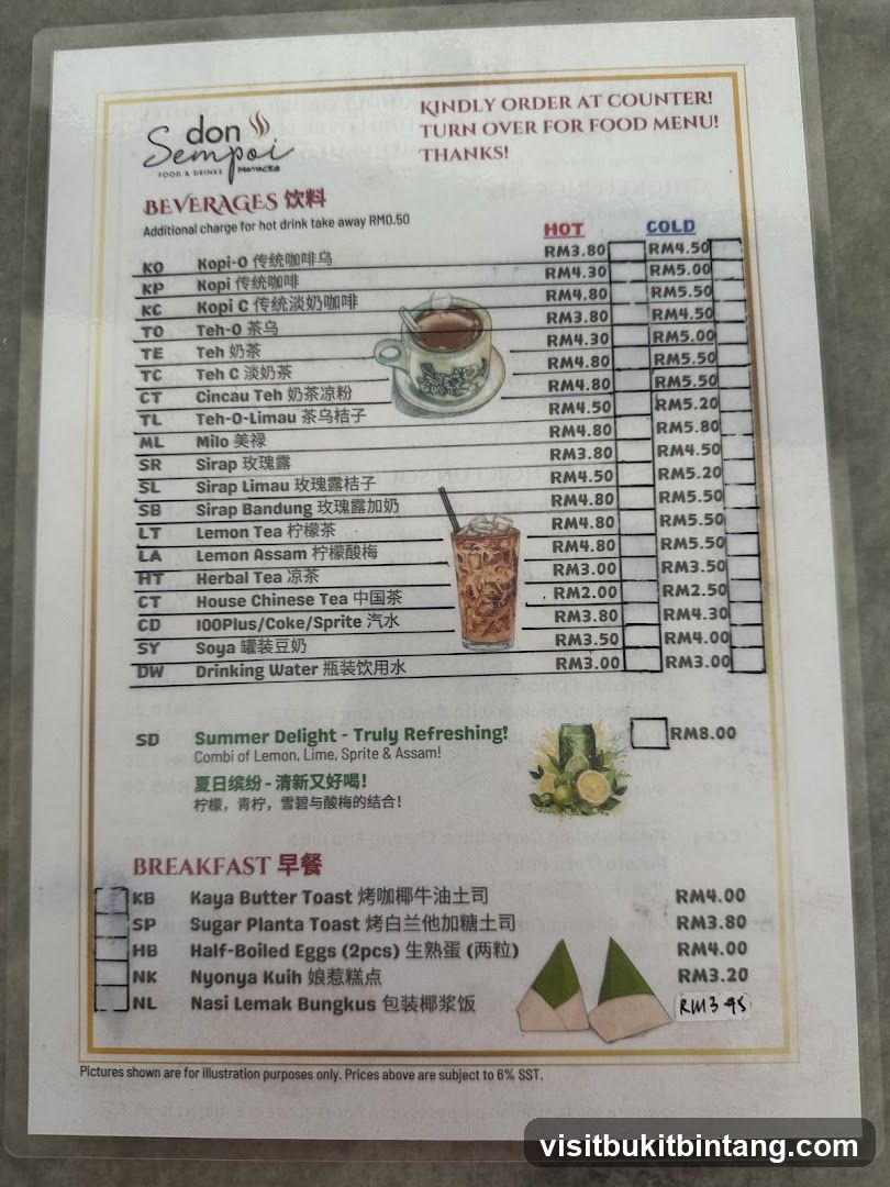 Sempoi Food & Drinks Menu