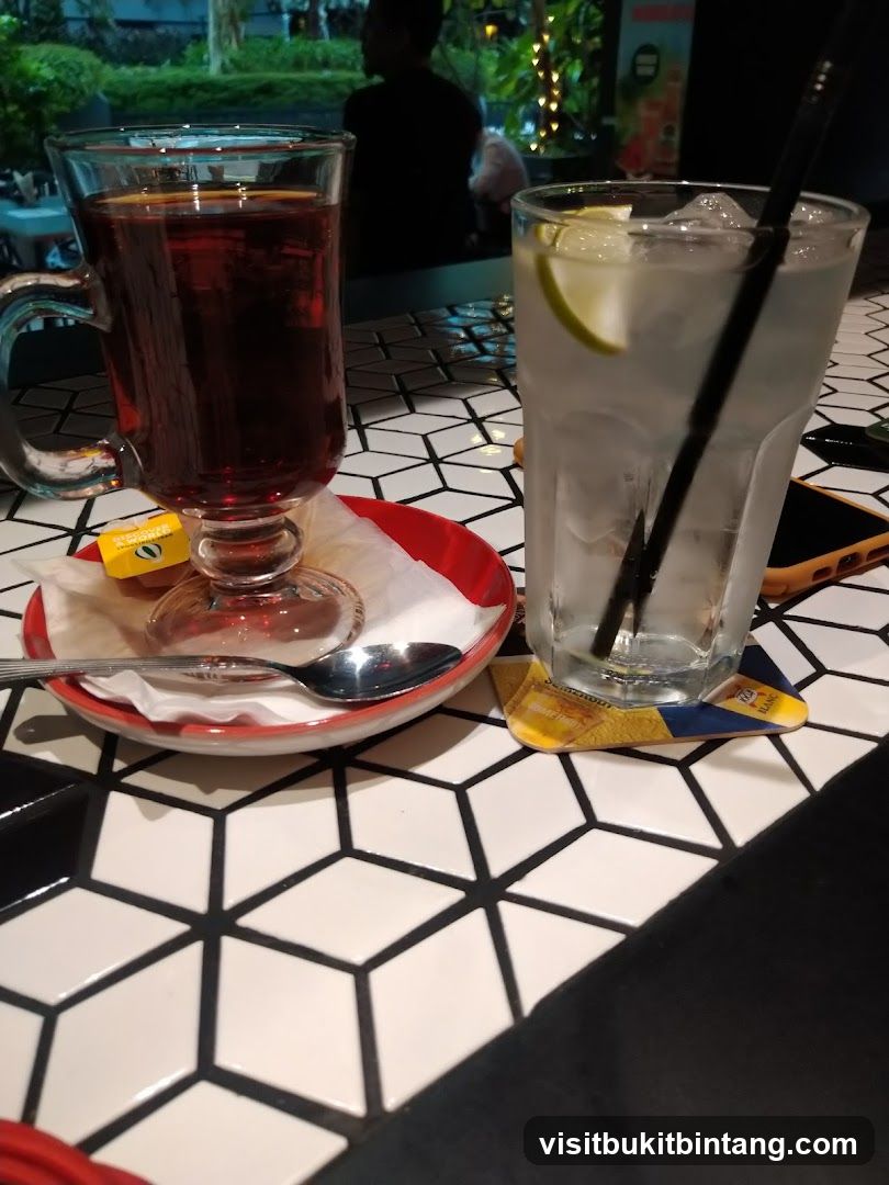Drinks on a patterned table