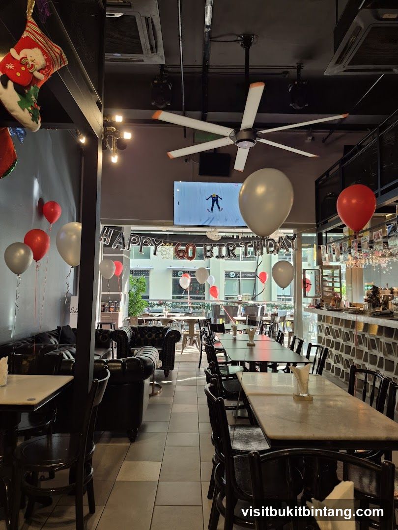 Restaurant interior decorated for a birthday