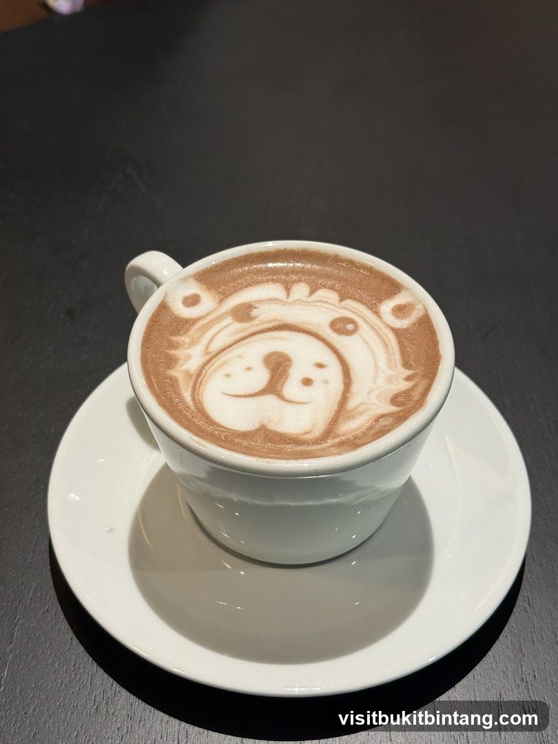 Latte art with a bear face