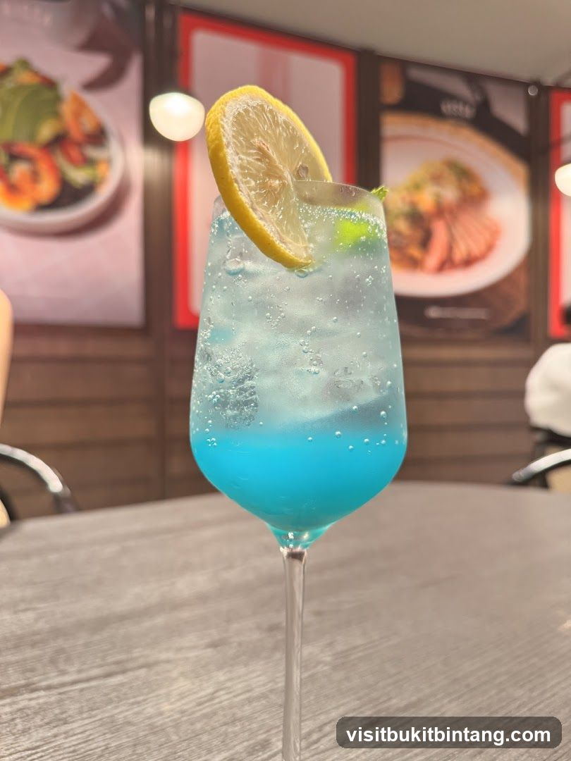 Blue Cocktail with Lemon Slice