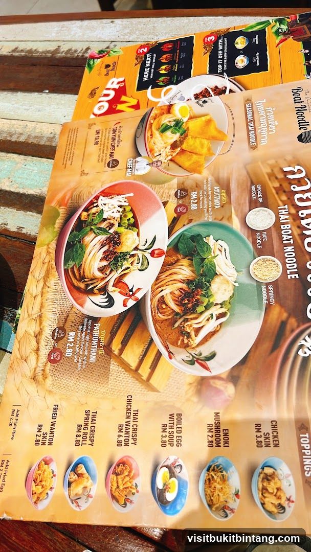 Thai Boat Noodle Menu