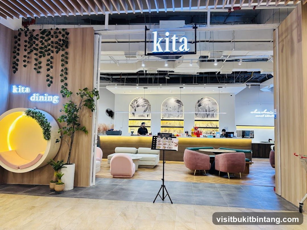 Modern Cafe Interior with Neon Signage