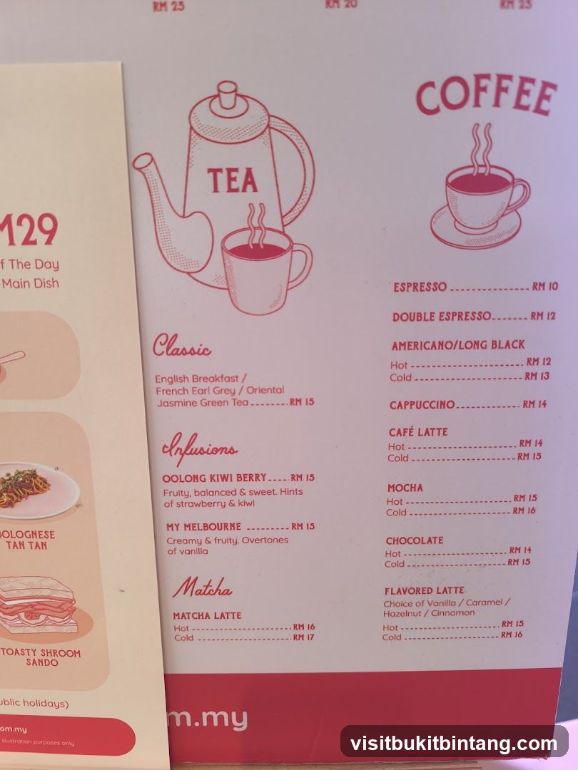 Coffee and Tea Menu