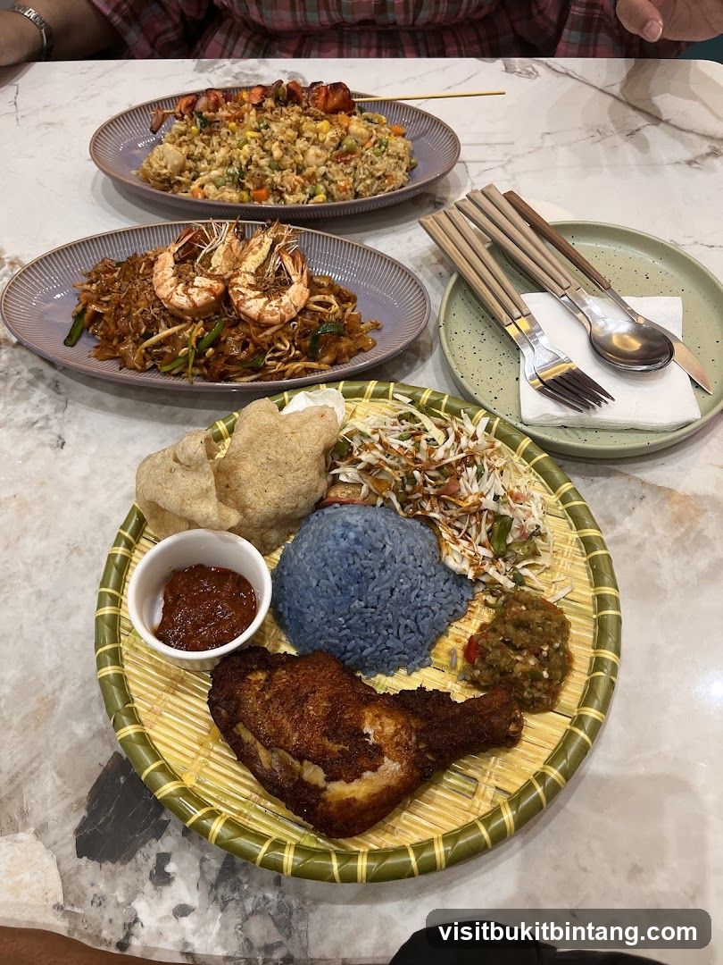 Nasi Kerabu with Fried Chicken