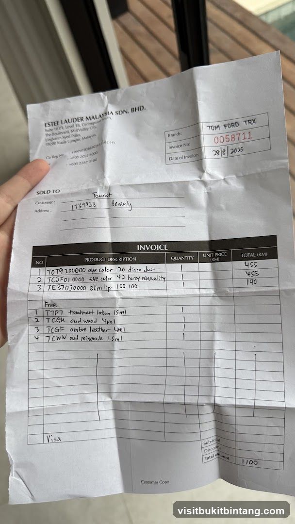 Invoice from Estee Lauder