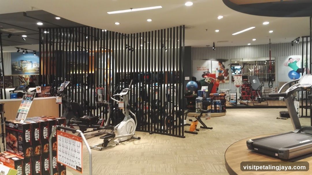 Gym Interior with Equipment and Merchandise Display