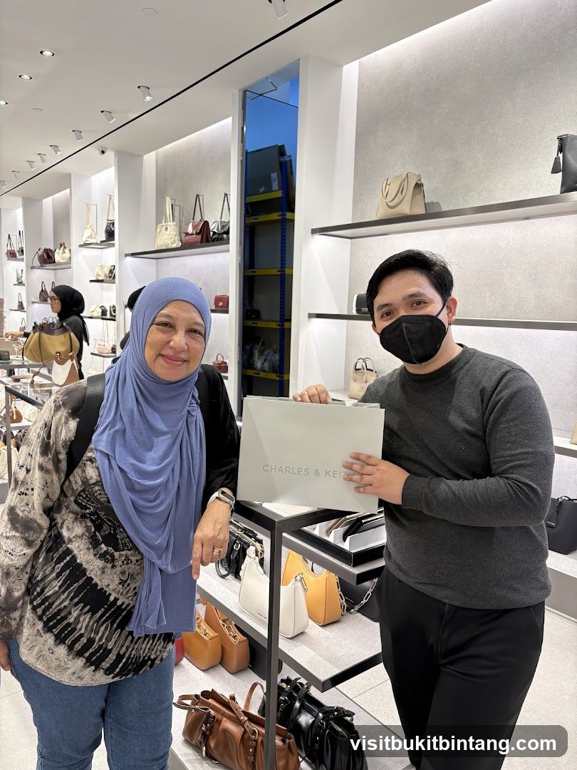 People in a handbag store