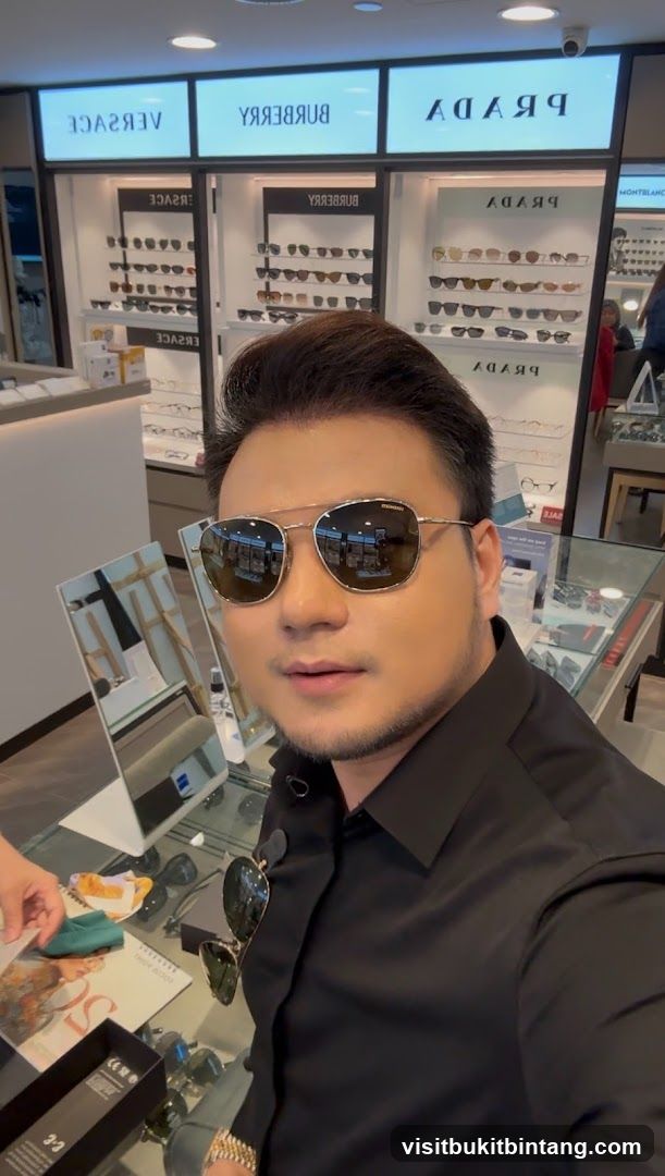 Man wearing sunglasses in an optical store