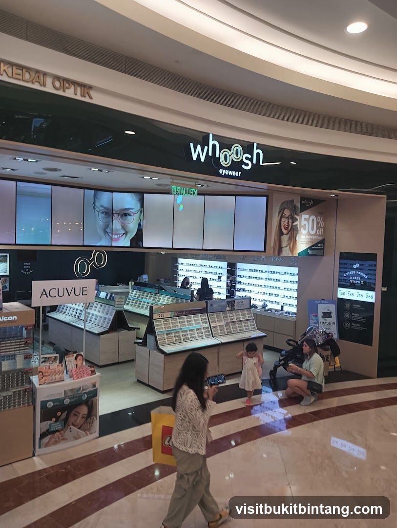 Eyewear store with displays and promotional materials