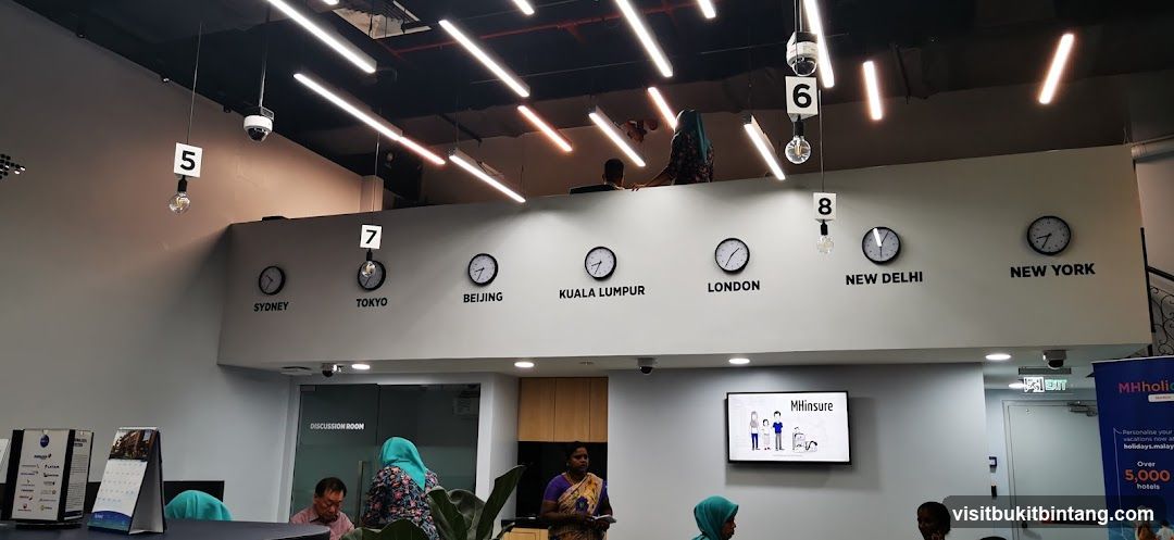 Office Interior with World Clocks