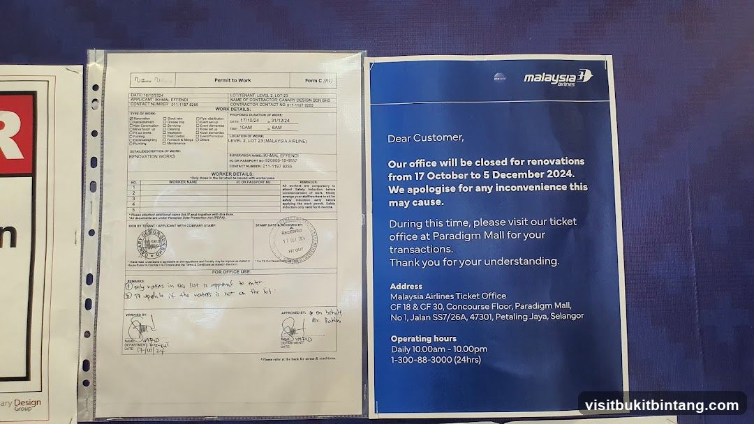 Malaysia Airlines Office Closure Notice