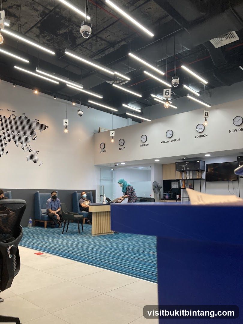 Office Waiting Area with World Clocks