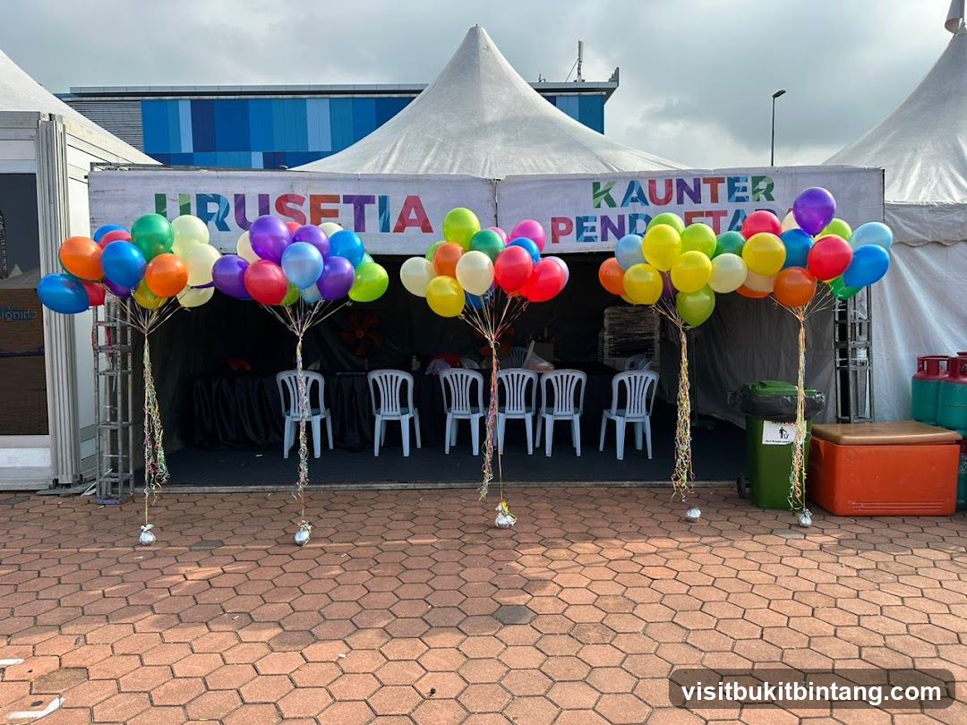 Balloons at a Tent Entrance