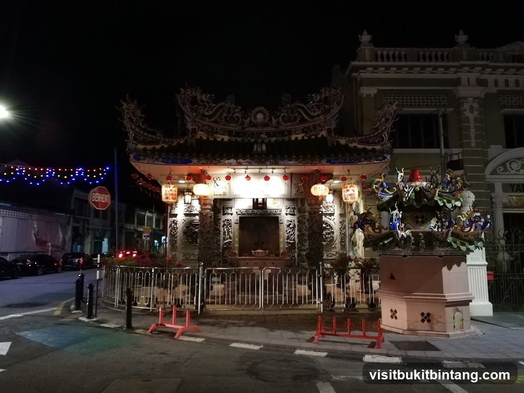 Ornate Temple Entrance at Night