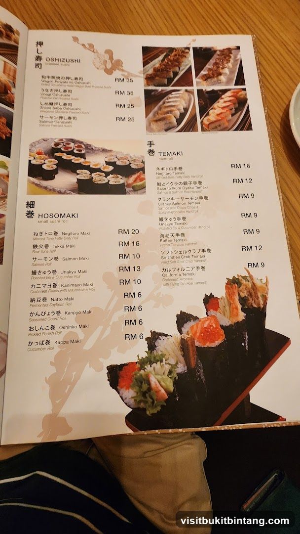 Japanese Sushi Menu