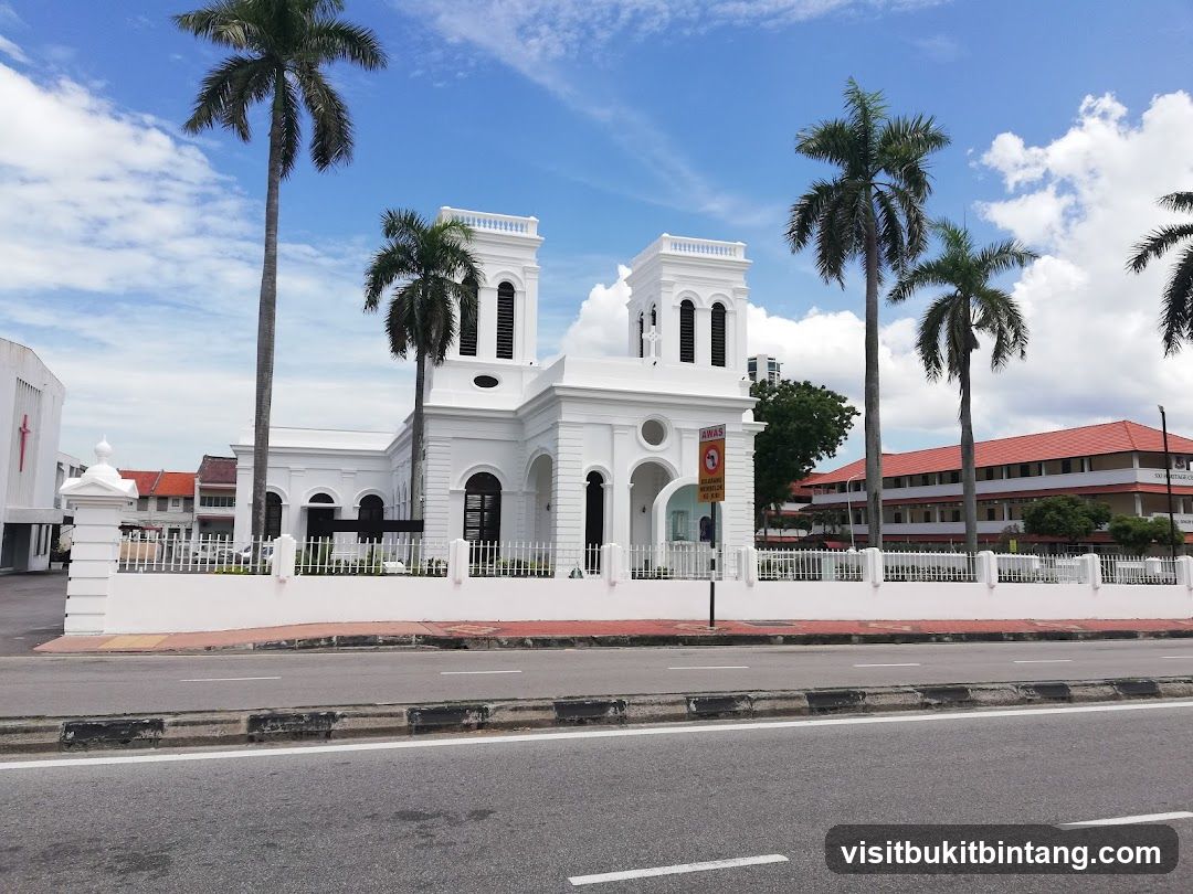 White Church Building with Palm Trees