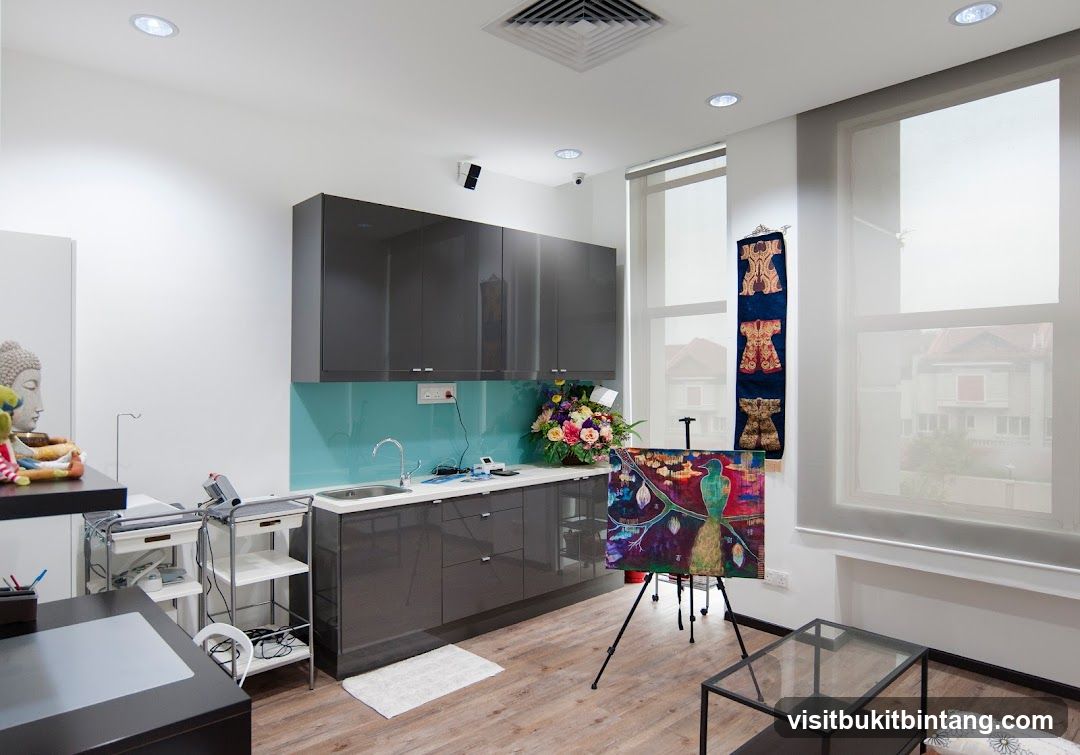 Modern Room with Artwork and Kitchenette