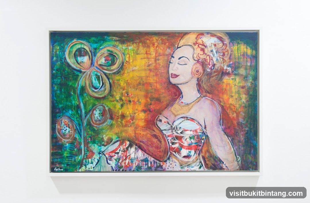 Painting of a woman with a floral element