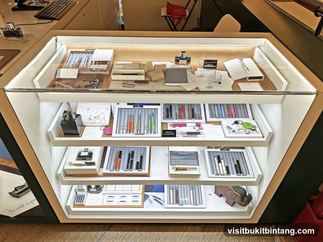 Display Case with Pens and Stationery