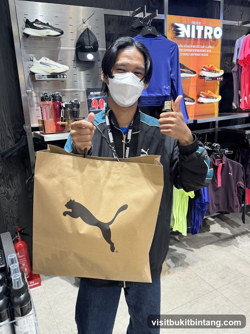 Man holding a Puma shopping bag