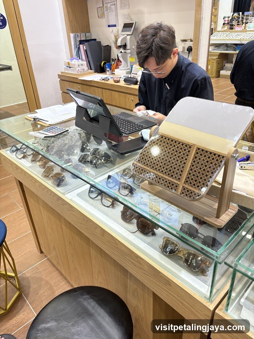 Optician's Interior with Staff at Work