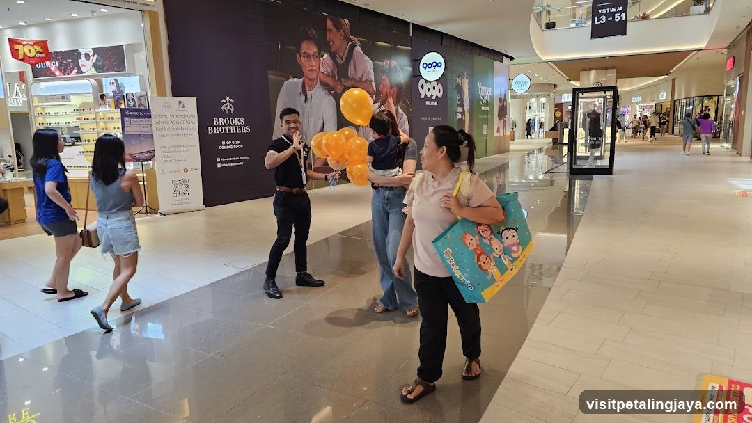 Shopping Mall Corridor with Street Performer