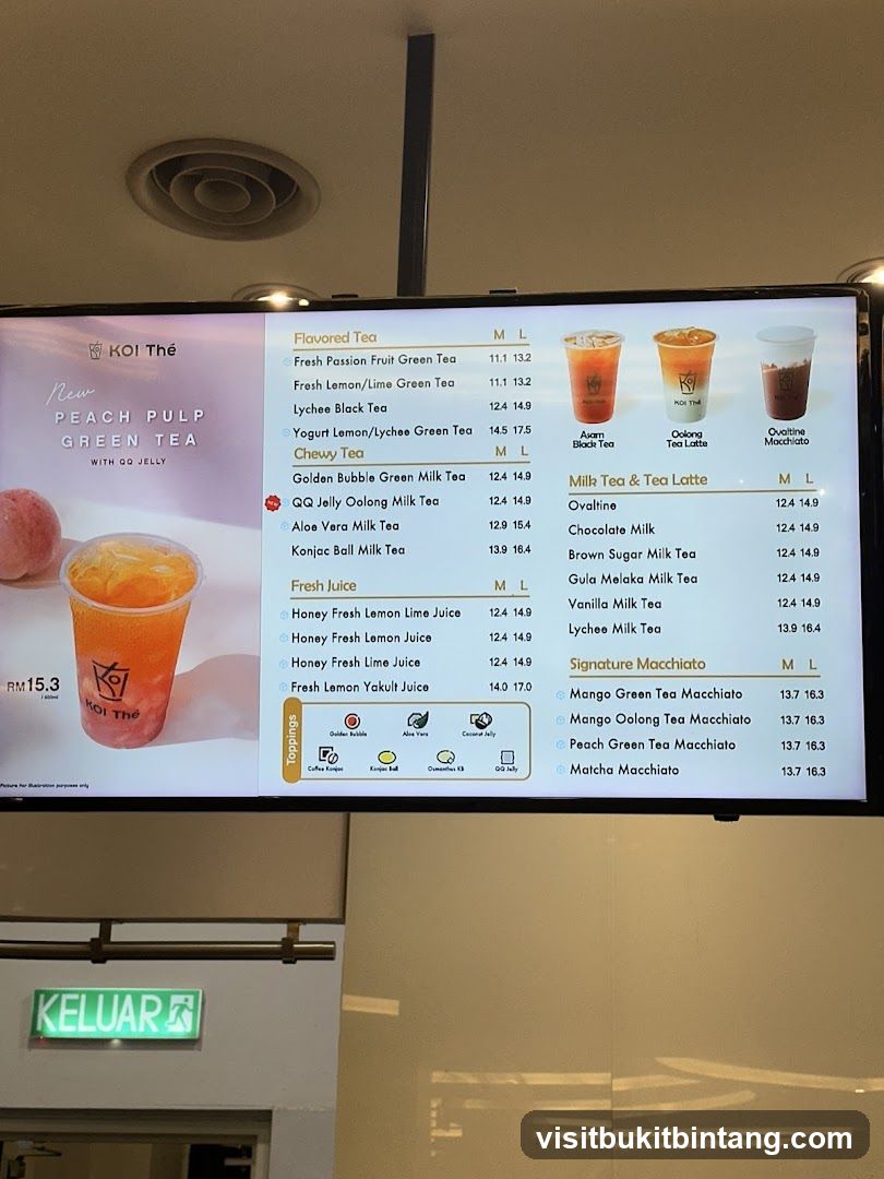 KOI Thé Menu