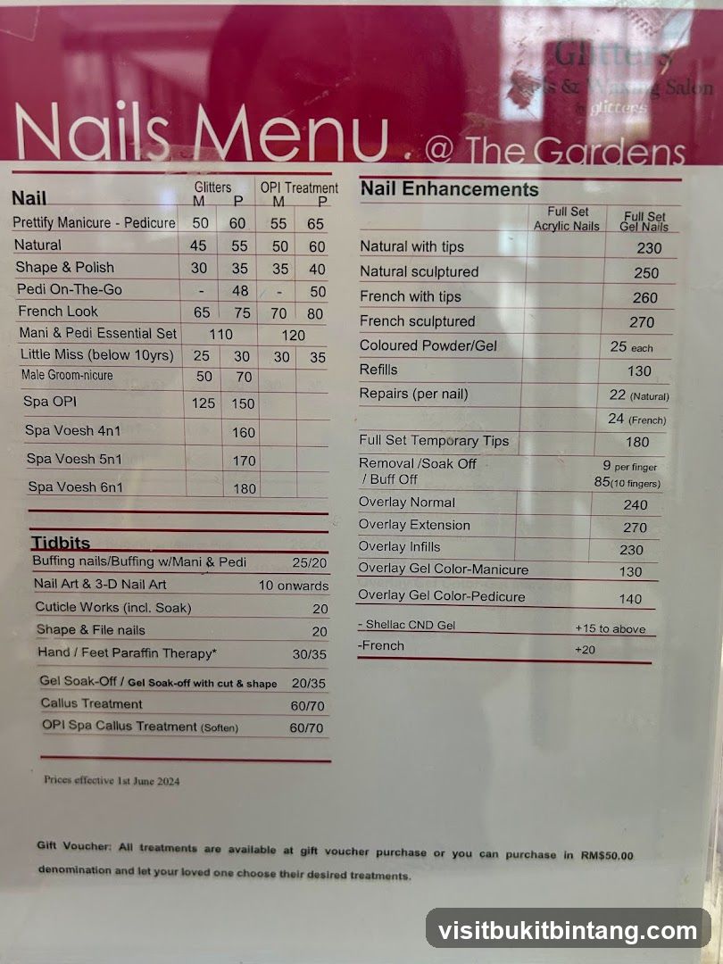 Nails Menu @ The Gardens