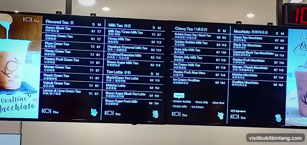 KOI Thé Menu
