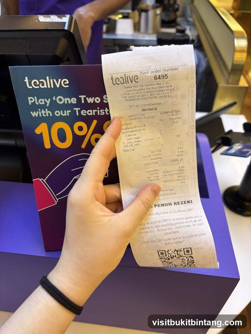 Tealive Receipt and Promotion