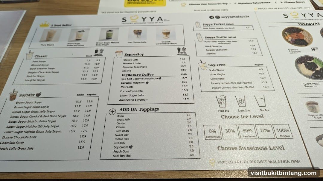 SOYYA Menu
