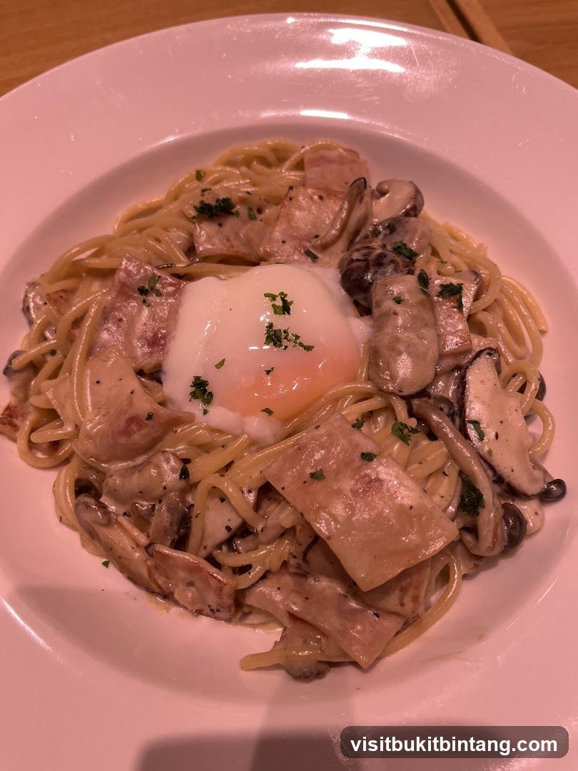 Spaghetti Carbonara with Poached Egg