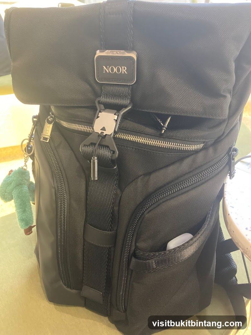 Black Backpack with Name Tag