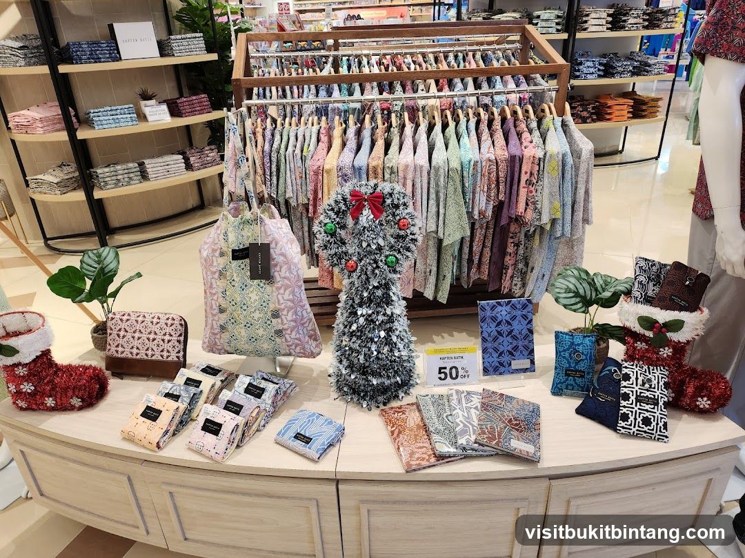 Batik clothing and accessories display