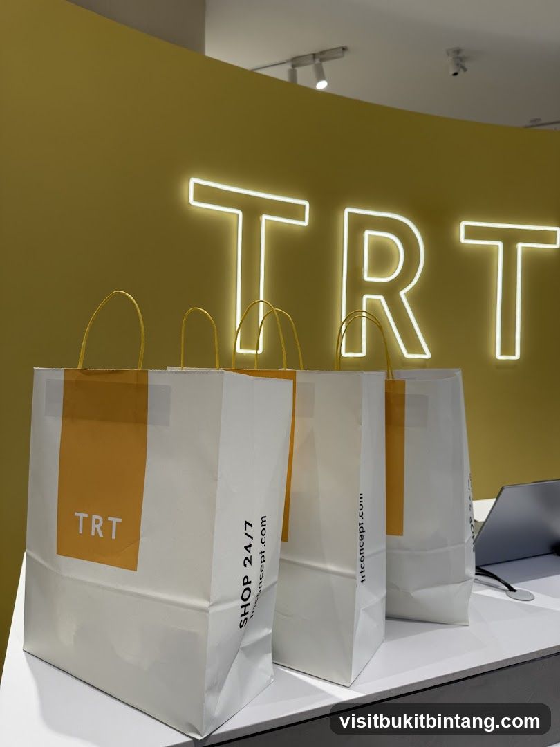 Shopping Bags with Neon Sign