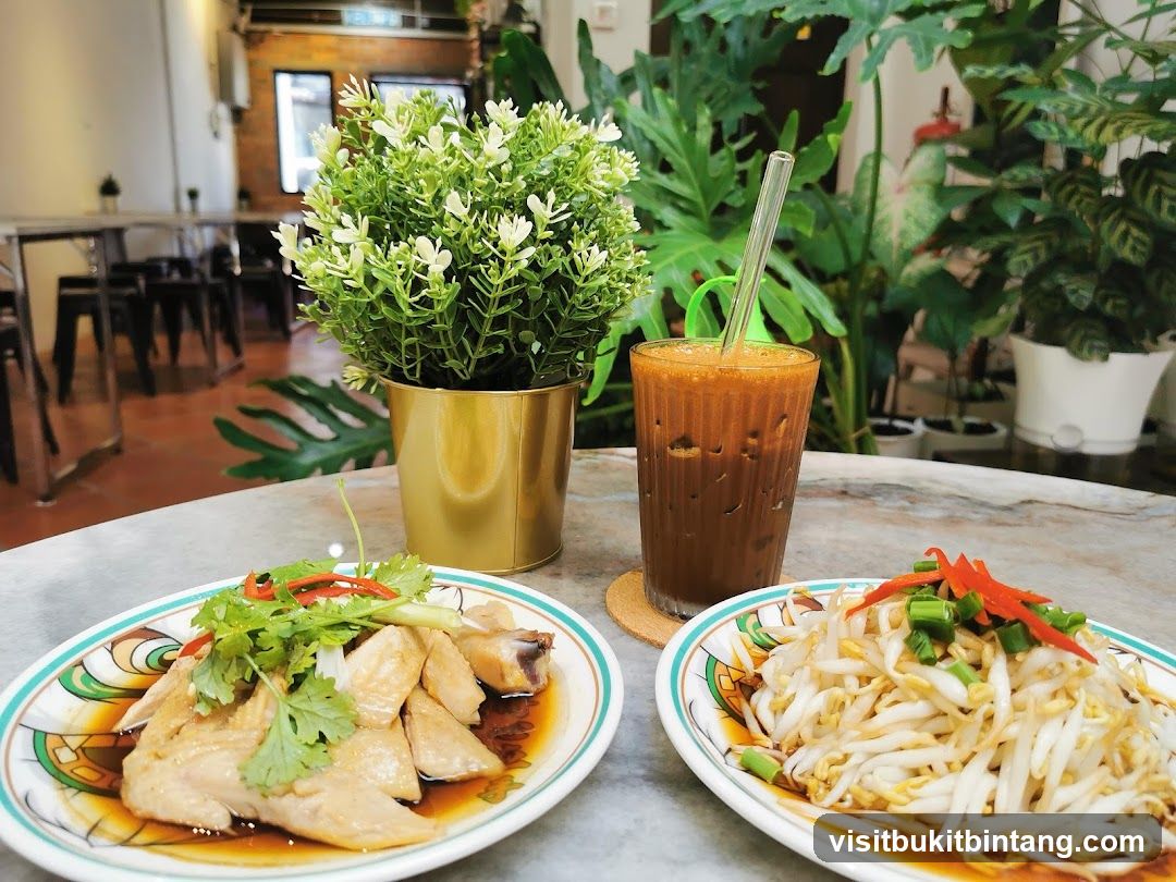 Hainanese Chicken Rice and Bean Sprouts