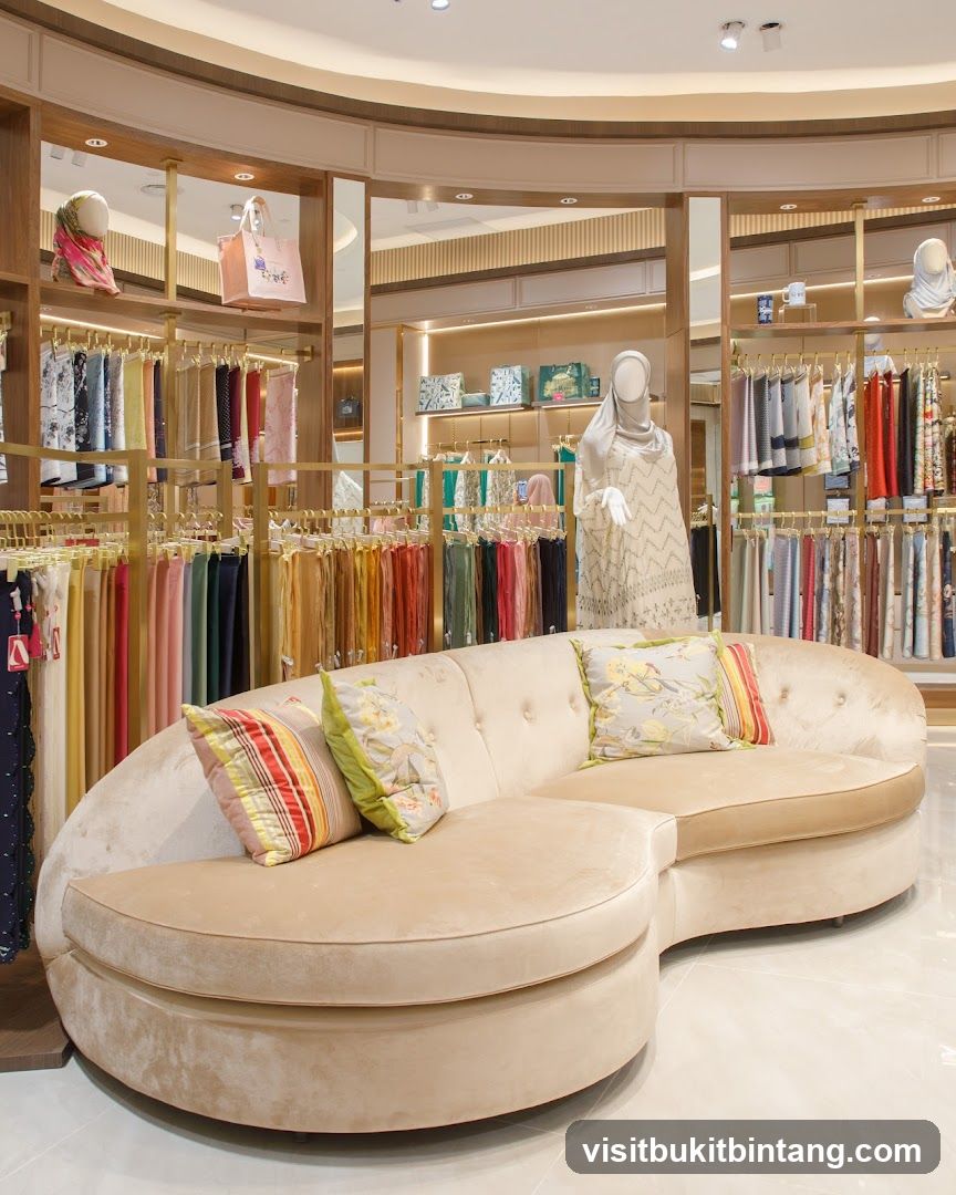 Store Interior with Scarves and Seating
