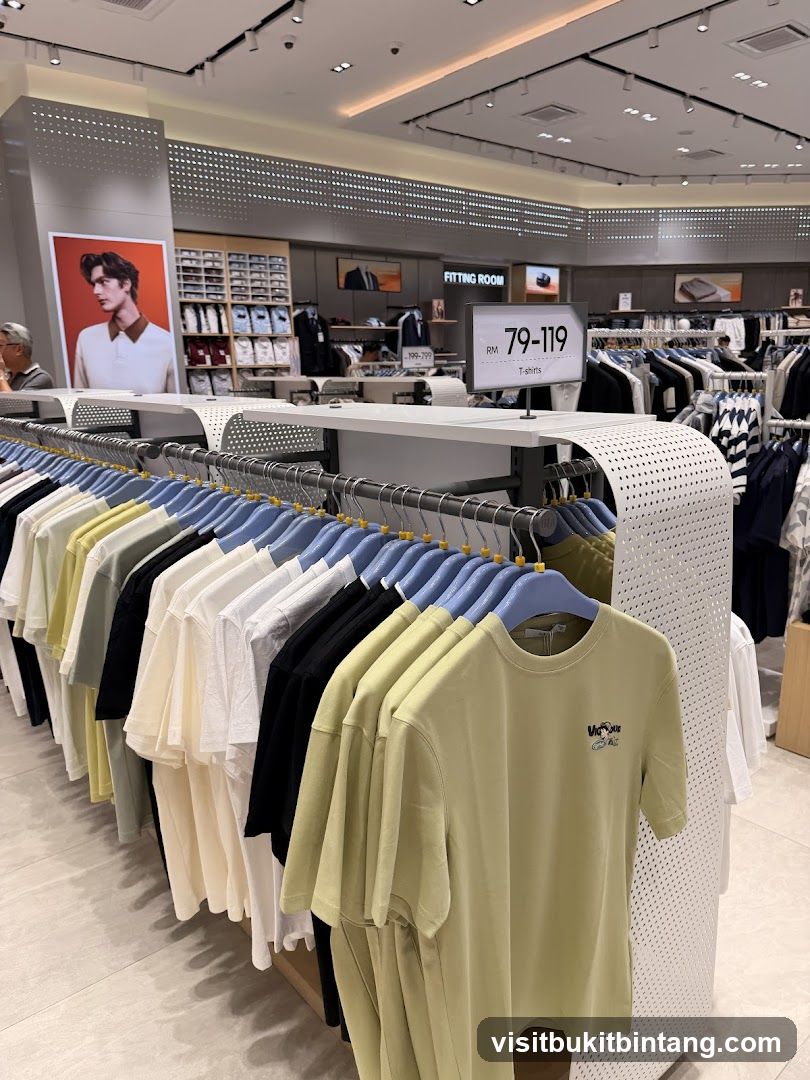 T-shirts on display in a store