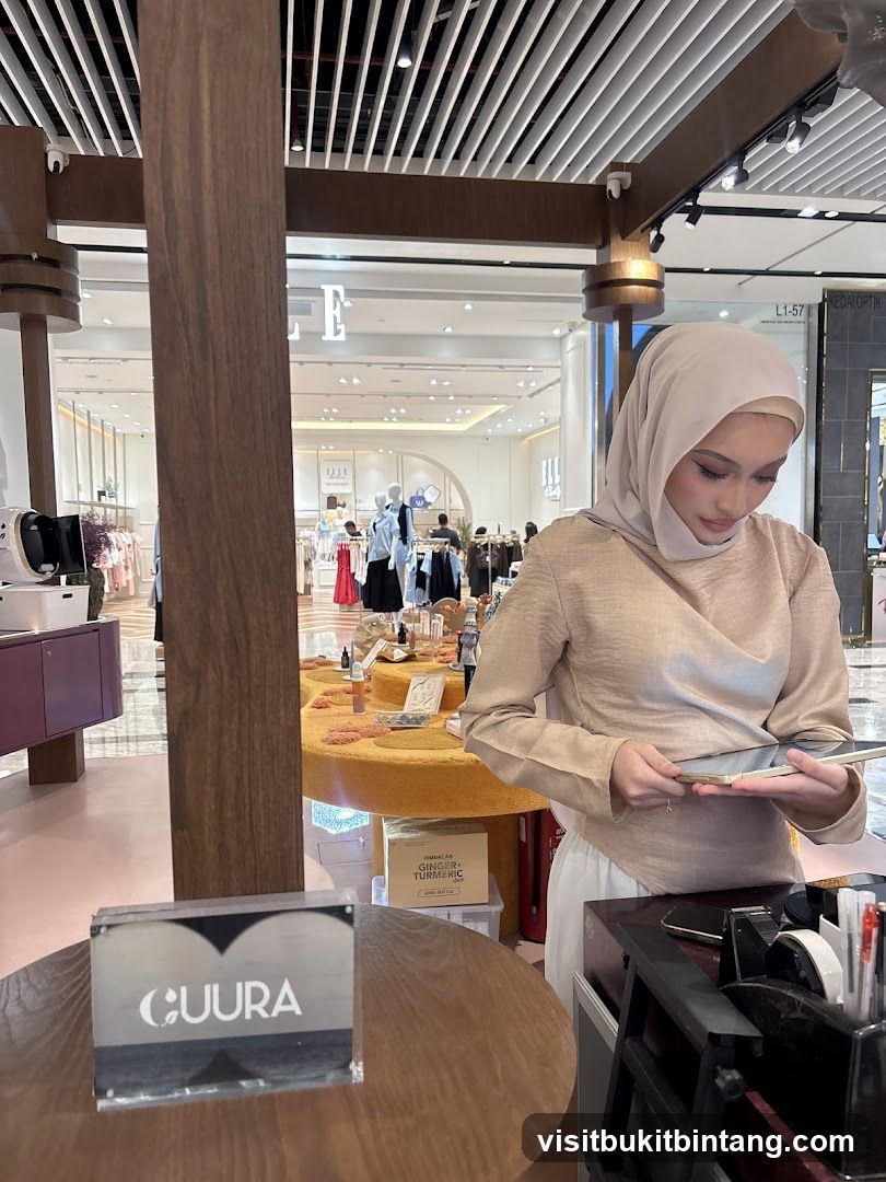 Woman holding a tablet in a store